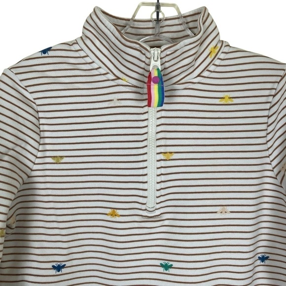 Joules Pip Print Casual 1/4 Zip Rainbow Striped Sweatshirt Bee Print Pastel 2 - Picture 3 of 16